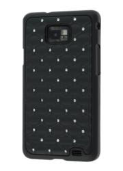 Заден предпазен твърд гръб за Samsung Galaxy S2 II i9100 - черен с камъни